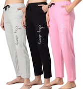 Cotton Blend Straight Fit Trouser for Women (Multicolor, M) (Pack of 3)